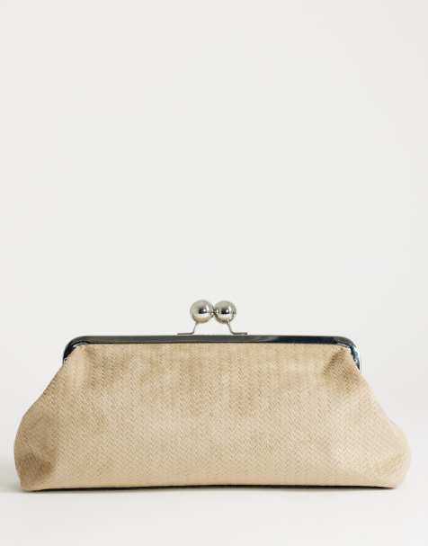 Topshop - Annie - Medium geweven clutch van suedette in taupe - view 1