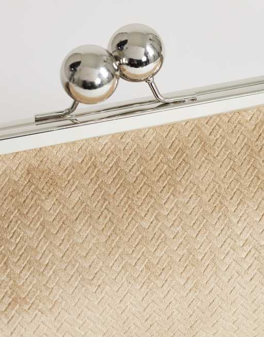 Topshop Annie medium suedette weave clutch in taupe, 3 of 4