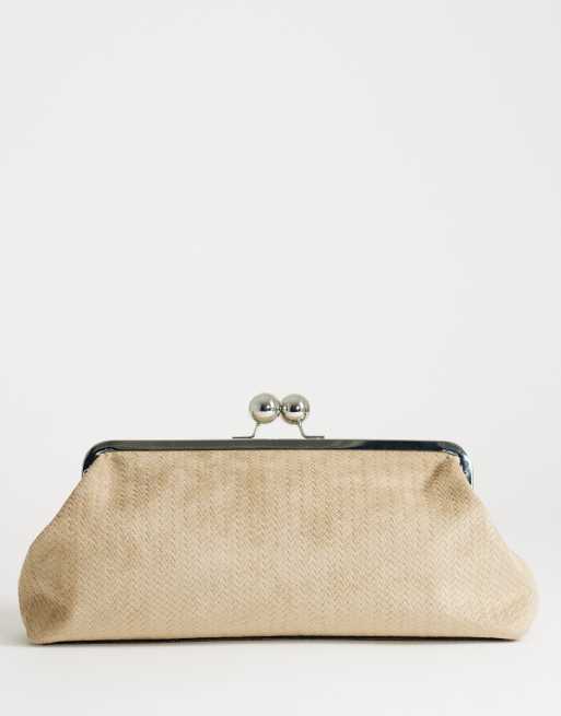 Topshop - Annie - Pochette media in camoscio intrecciato color tortora