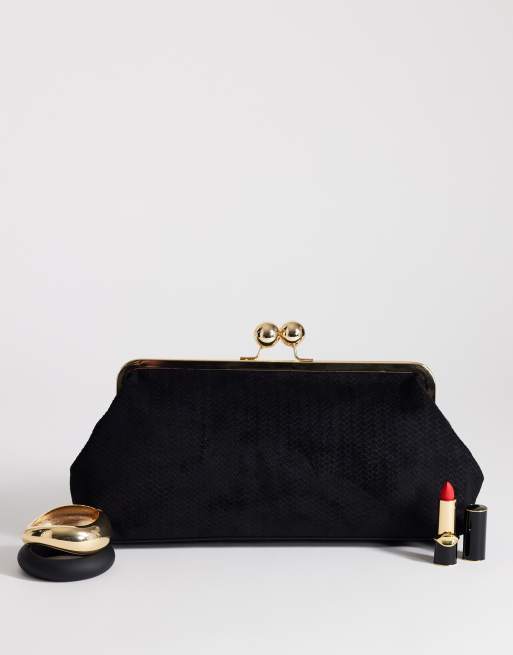 Topshop - Annie - Pochette media in camoscio intrecciato nera, 2 di 4