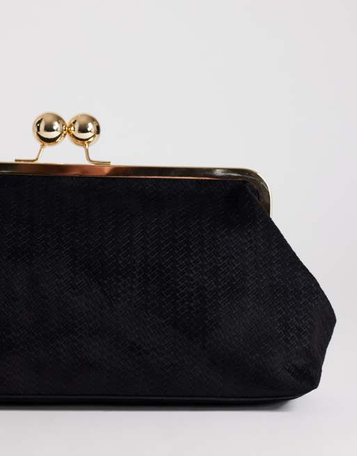Topshop - Annie - Pochette media in camoscio intrecciato nera, 4 di 4