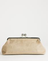 Topshop Annie weave clutch in taupe