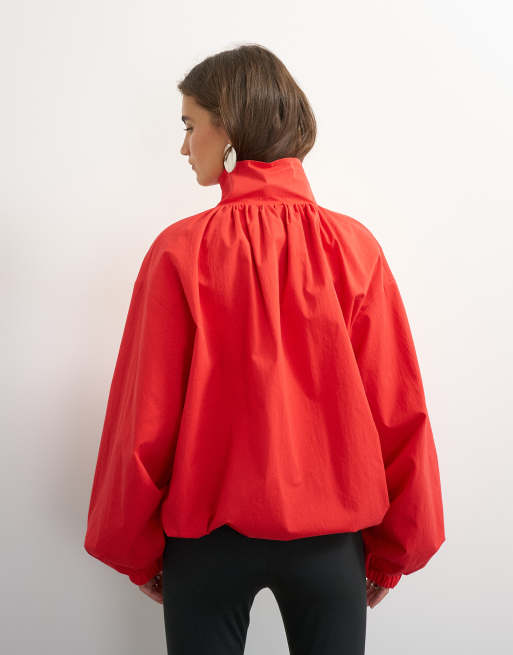 Topshop anorak à col cheminée plissé rouge, 2 de 4