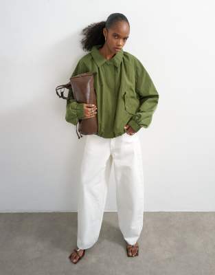 Topshop nylon anorak in khaki khaki 24990₽