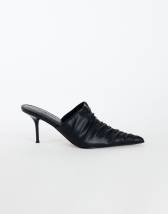 Topshop Ansel ruched pointed mid heel court shoe in black