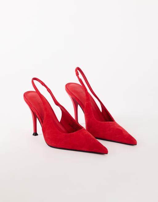 Topshop Anya escarpin à bride arrière en daim véritable rouge, 2 de 4