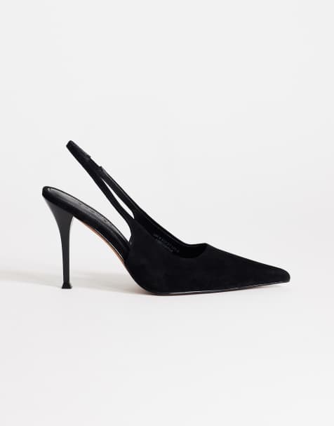 Topshop - Anya - Zapatos de salón negros destalonados de tacón alto de ante auténtico - view 1