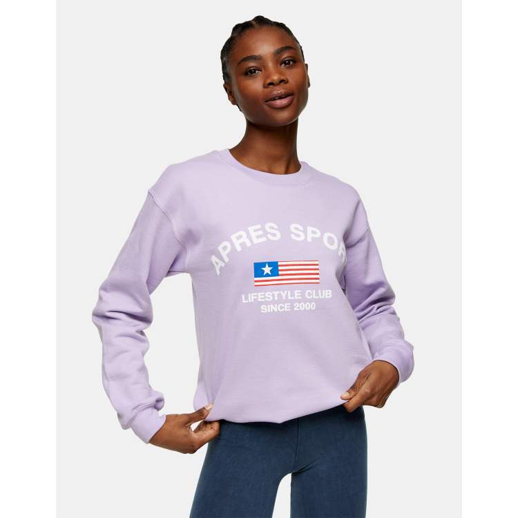 Topshop apres sport sweatshirt in lilac ASOS