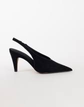 Topshop Arabella cone heel sling back court shoe in black
