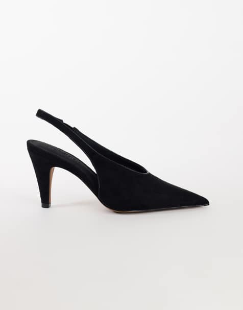 Topshop Arabella cone heel slingback court shoes in black - view 1