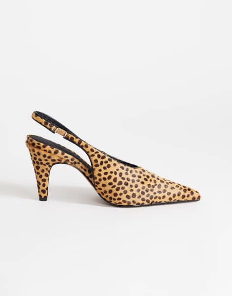 Topshop Arabella cone heel slingback heeled pumps in deer print - view 1