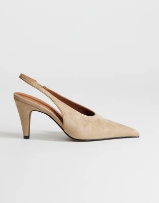 Topshop Arabella Cone Heel Slingback High Heeled Pumps In Brown