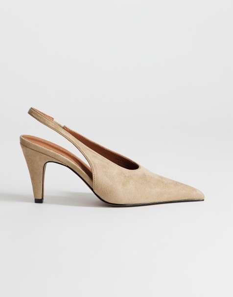 Topshop Arabella Slingback-Pumps mit Kegelabsatz in Taupe - view 1