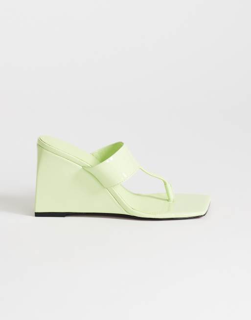 Topshop - Archer - Sandali infradito color lime con zeppe