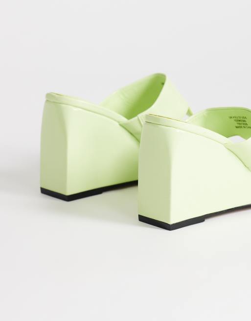 Topshop - Archer - Sandalias de dedo verde lima con tacón de cuña, 4 de 4