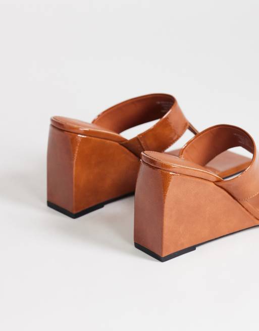 Topshop - Archer - Teensandalen met sleehak in lichtbruin, 4 van 4