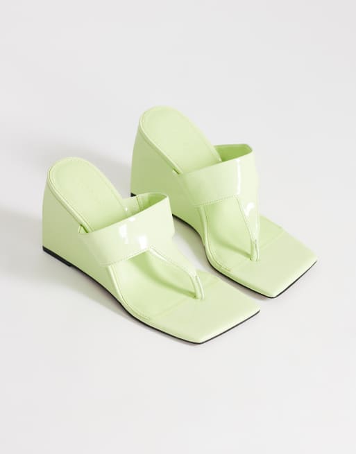 Topshop - Archer - Teensandalen met sleehak in limoengroen, 2 van 4