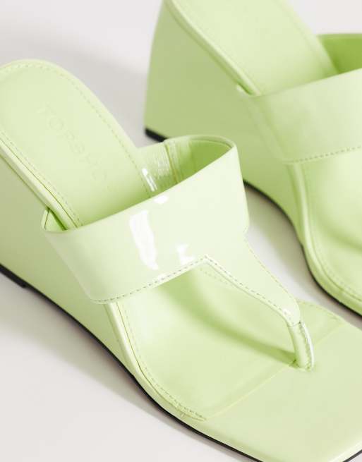 Topshop - Archer - Teensandalen met sleehak in limoengroen, 3 van 4