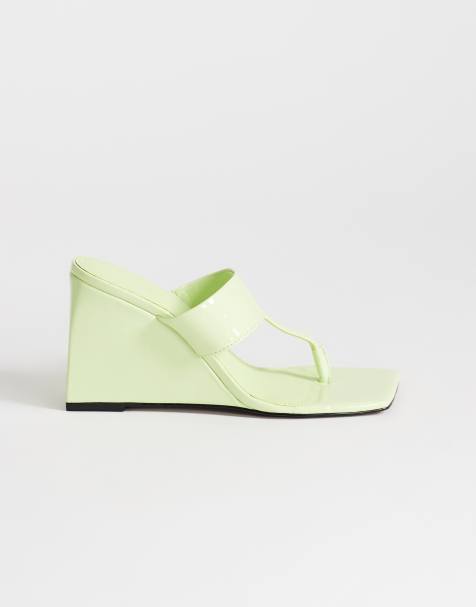 Topshop Archer toe thong wedge heels in lime - view 1