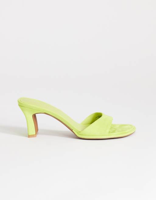 Topshop – Ari – Limegröna klacksandaler med öppen häl, 2 av 4