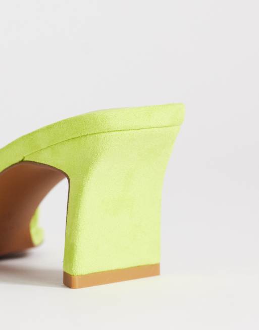 Topshop – Ari – Limegröna klacksandaler med öppen häl, 4 av 4