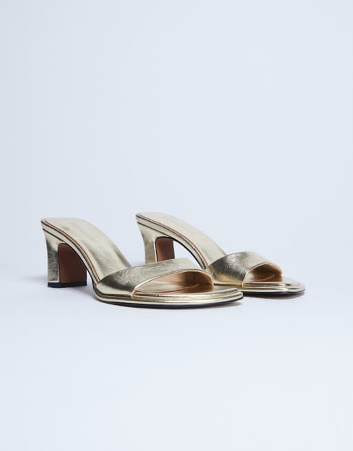 Topshop - Ari - Muiltjes-sandalen met hak in goud, 2 van 4