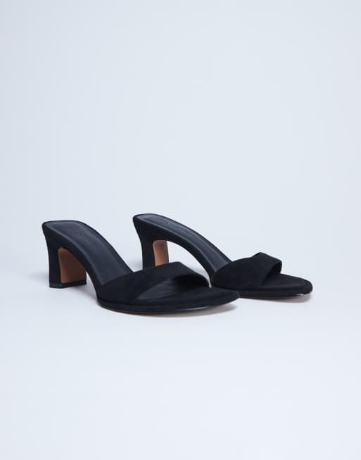 Topshop Ari mule mid heeled sandal in black, 3 of 4