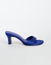 Topshop Ari mule mid heeled sandal in cobalt satin