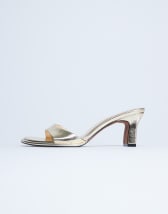 Topshop Ari mule mid heeled sandal in gold