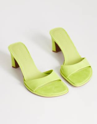 Topshop Ari mule mid heeled sandal in lime