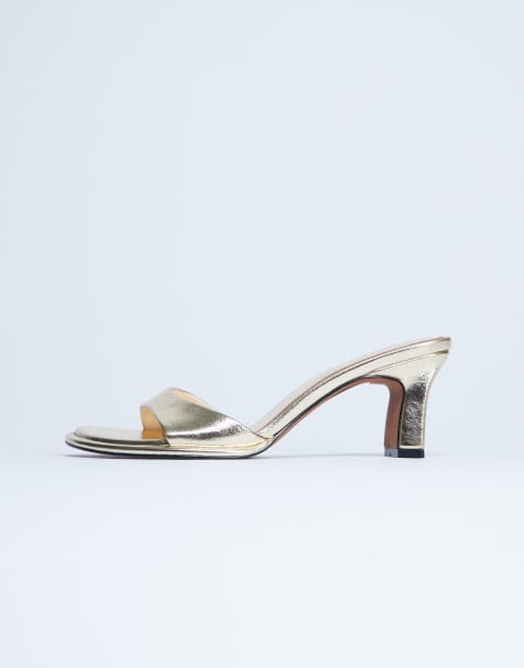 Topshop - Ari - Mules à talon mi-haut - Doré - view 1
