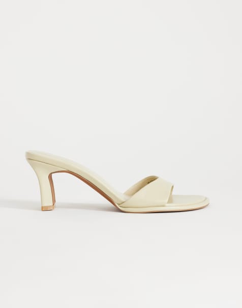 Topshop - Ari - Råhvide mule-sandaler med mellemhøj hæl - view 1