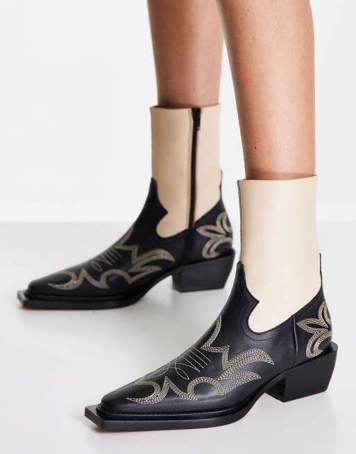 Topshop white store western boots