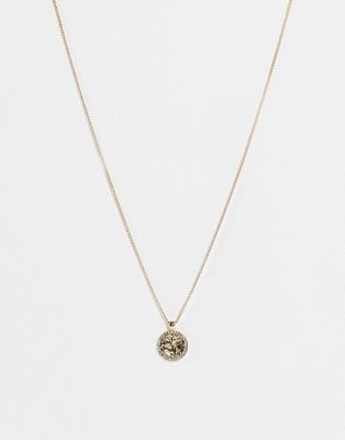 Topshop Aries crystal pendant necklace in gold