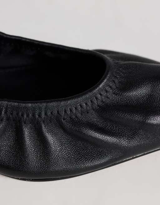 Topshop Arizona ægte læder rynket kitten-hæl pumps i sort, 4 af 4
