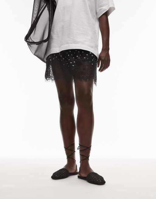 Topshop - Arri - Scarpe basse nere intrecciate con allacciatura alla caviglia, 2 di 4