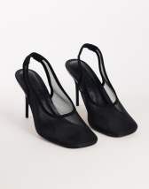 Topshop Arrow sling back mesh heeled shoe in black
