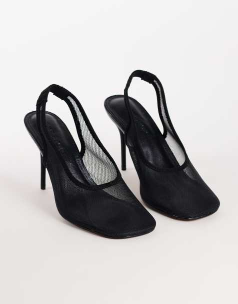 Topshop Arrow slingback mesh schoen met hak in zwart - view 1