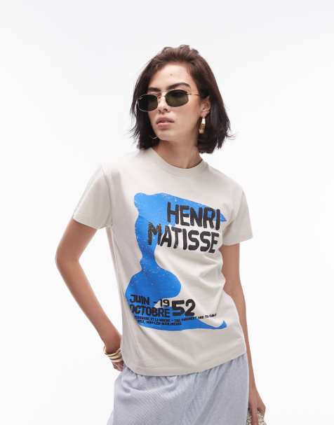 Topshop art museum graphic Henri Matisse boxy tee in ecru - view 1