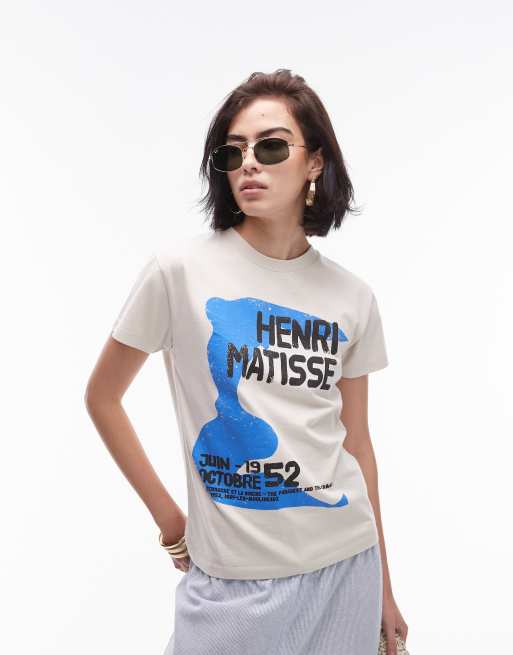 Topshop art museum graphic Henri Matisse boxy tee in ecru