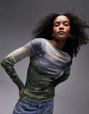 Long Sleeve Crew Neck Top - Midnight Paisley – Blue Illusion