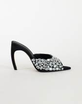 Topshop Artemis banana heel mule with hand sewn gems in black