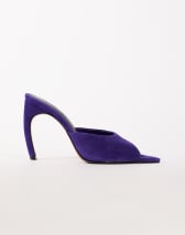 Topshop Artemis real suede banana heel mule in purple