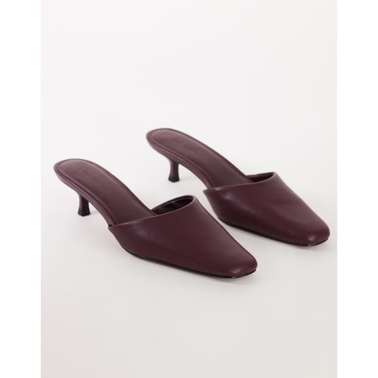 Topshop Arthur rounded toe mid heel mule in aubergine | ASOS