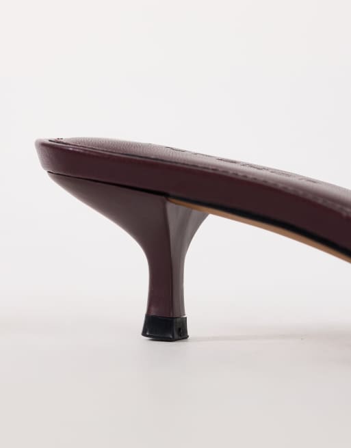 Topshop Arthur rounded toe mid heel mule in aubergine, 2 of 4