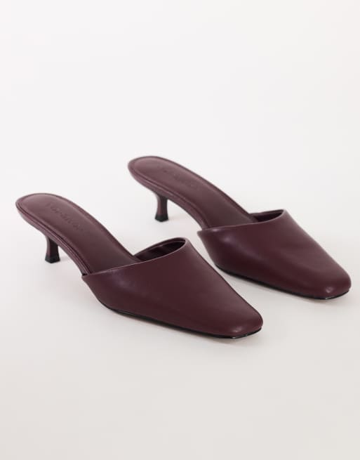 Topshop Arthur rounded toe mid heel mule in aubergine, 4 of 4