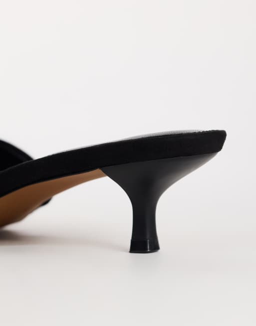 Topshop Arthur rounded toe mid heel mules in black faux suede, 4 of 4