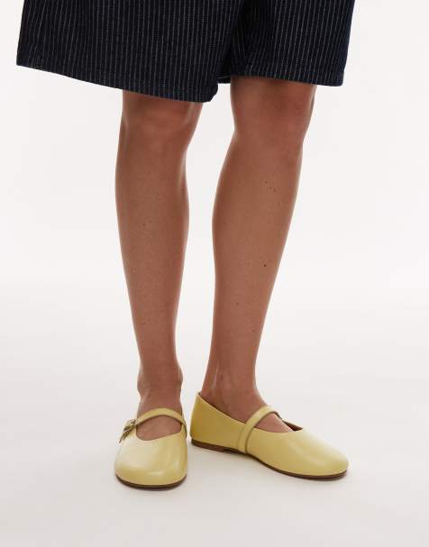 Topshop - Ash - Ballerine in pelle arricciata giallo pallido con fibbia - view 1