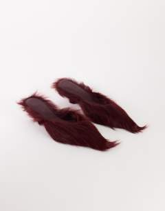 Asher kitten heel court in red hair on real leather
