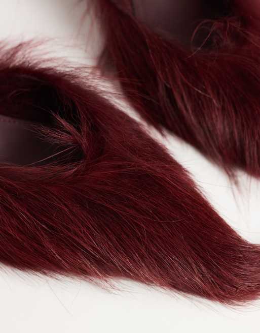 Topshop Asher kitten heel pumps in red hair-on-real leather, 4 of 4